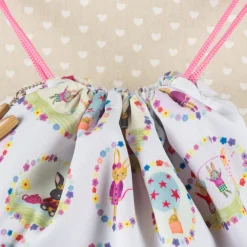 Rucksack Turn-Beutel Kids mit Kordeln Hase weiß rosa 36x40cm