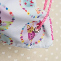 Rucksack Turn-Beutel Kids mit Kordeln Hase weiß rosa 36x40cm