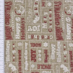 Rupfen Jute Sackleinen Meterware Weihnachten Schriftzüge natur weiß rot 1,5m Breite