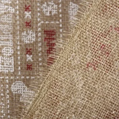 Rupfen Jute Sackleinen Meterware Weihnachten Schriftzüge natur weiß rot 1,5m Breite
