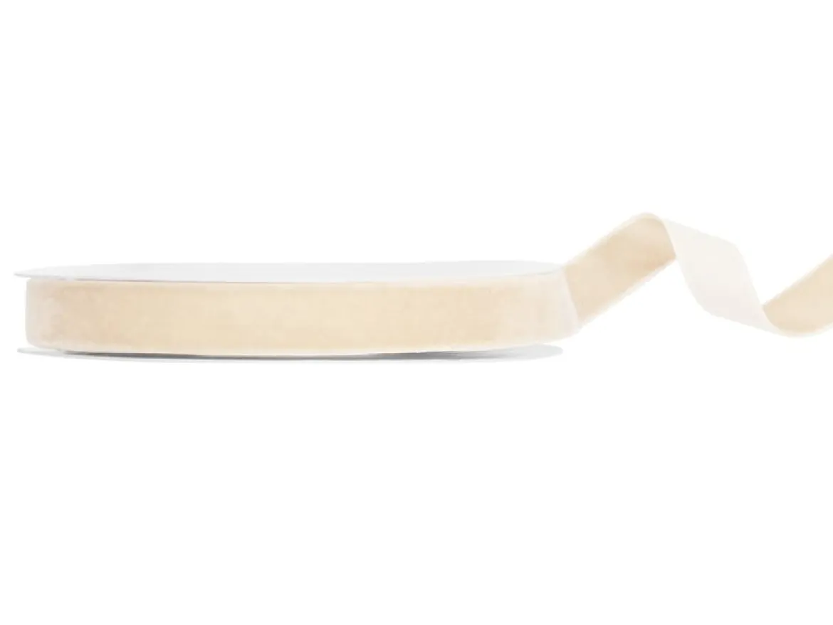 Samtband beige 15mm breit 1 Rolle mit 10m Dekoband & Geschenkband