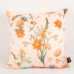 Samtkissen Kissenhülle Blumen apricot orange 45x45 cm