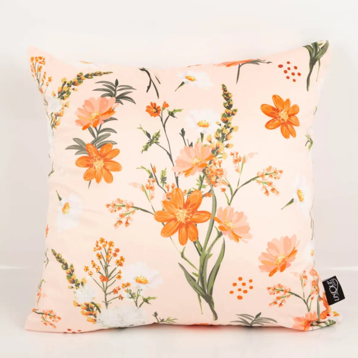 Samtkissen Kissenhülle Blumen apricot orange 45x45 cm