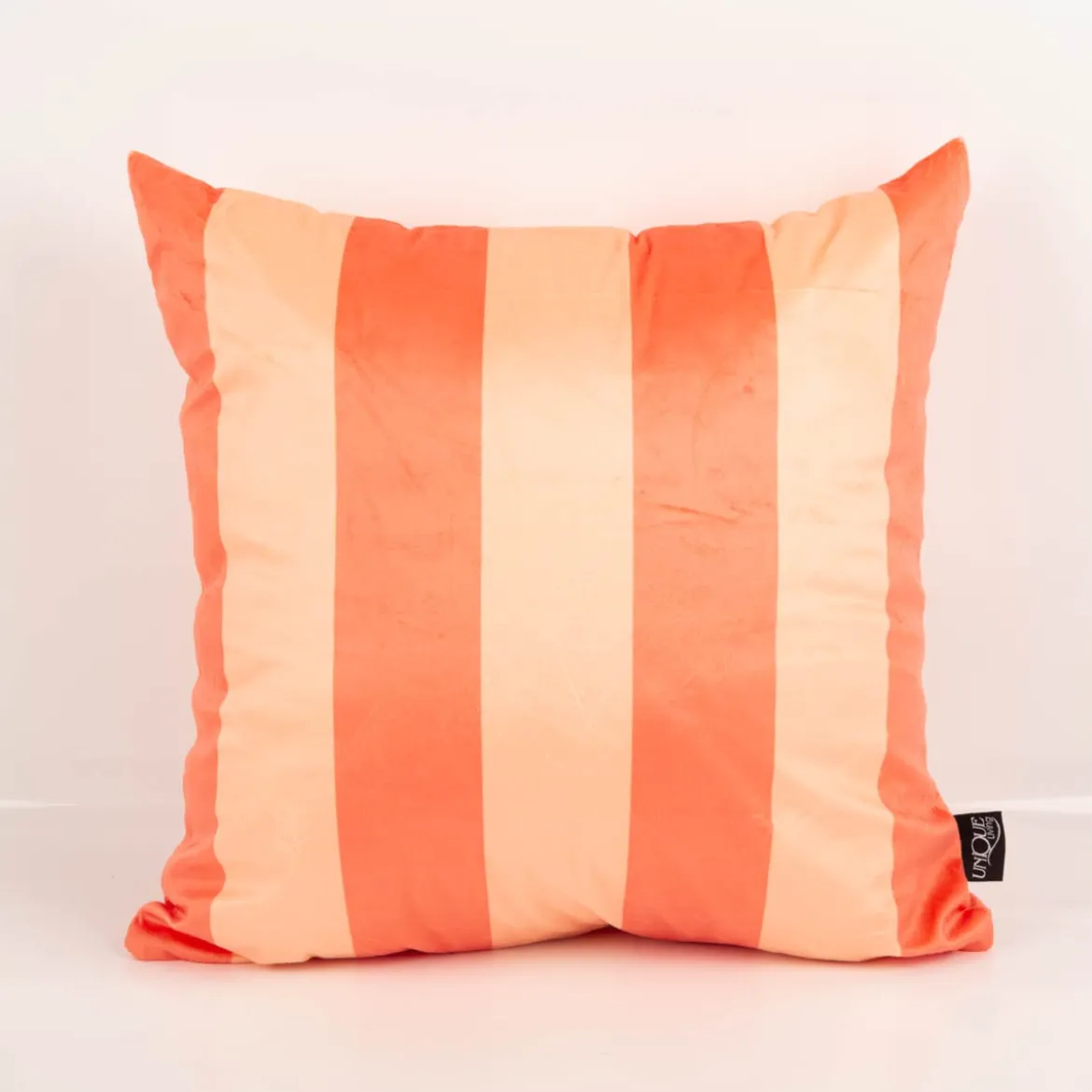 Samtkissen Kissenhülle Streifen Peach Orange 45x45 cm