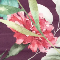 Samtstoff Blumen mauve grün – Digitaldruck mit leuchtendem Design