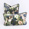 Samtstoff Dekostoff Italian Velvet Samt Affe Vogel Blumen blau grün bunt 1,45m