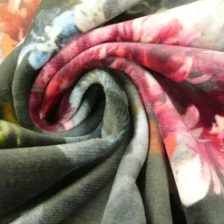 Samtstoff Dekostoff Italian Velvet Samt Blumen bunt 1,45m