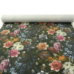 Samtstoff Dekostoff Italian Velvet Samt Blumen bunt 1,45m
