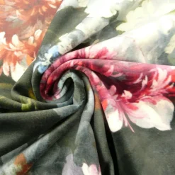 Samtstoff Dekostoff Italian Velvet Samt Blumen bunt 1,45m