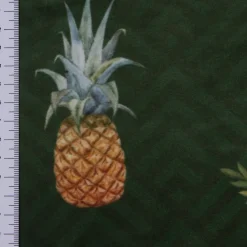 Samtstoff Dekostoff Velvet Deluxe Samt Tropical Ananas Vögel Blumen grün braun bunt 1,4m
