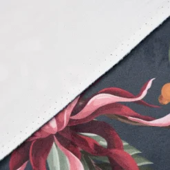 Samtstoff Dekostoff Velvet Digitaldruck Exotik Kakadu Blüten dunkelblau multicolor 1,50m
