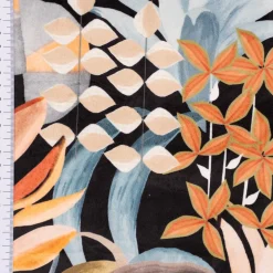 Samtstoff Dekostoff Velvet Digitaldruck Art Deco Blätter Formen schwarz orange 1,50m