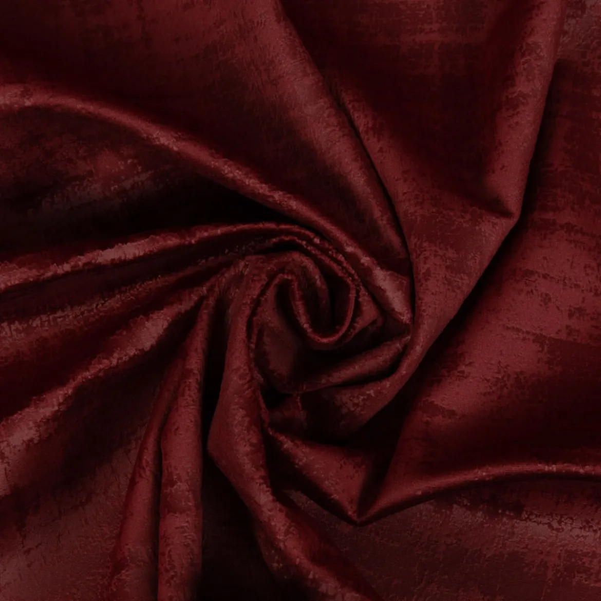 Samtstoff Dekostoff Velvet Marble Samt mit Struktur uni bordeaux rot 1,40m Breite