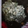 Samtstoff Dekostoff Velvet Samt Blumen Tulpen Pfingstrosen dunkelgrün bunt 1,4m Breite