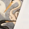 Samtstoff Dekostoff Velvet Samt Heron Bird Kranich Reiher Asia grau 1,45m