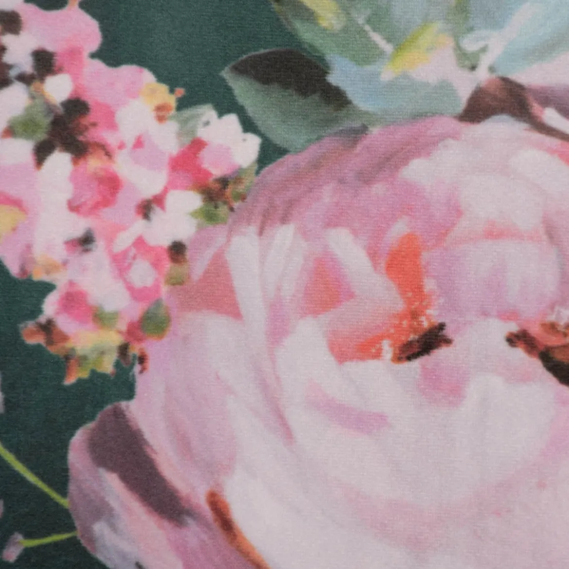 Samtstoff Polsterstoff Deko Velvet Deluxe Roses Delicate Painting Rosen grün rosa 1,40m