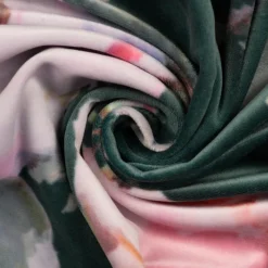 Samtstoff Polsterstoff Deko Velvet Deluxe Roses Delicate Painting Rosen grün rosa 1,40m