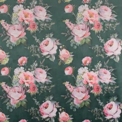 Samtstoff Polsterstoff Deko Velvet Deluxe Roses Delicate Painting Rosen grün rosa 1,40m