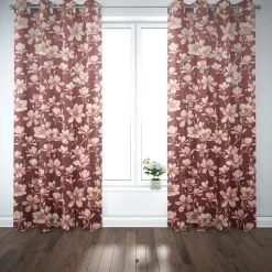Samtstoff Polsterstoff Deko Velvet Deluxe Sweet Magnolia Magnolien bordeaux rosa 1,40m