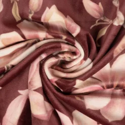 Samtstoff Polsterstoff Deko Velvet Deluxe Sweet Magnolia Magnolien bordeaux rosa 1,40m