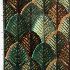 Samtstoff Polsterstoff Deko Velvet Deluxe Scale Leaf Struktur Blätter Schuppen grün braun 1,40m