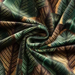 Samtstoff Polsterstoff Deko Velvet Deluxe Scale Leaf Struktur Blätter Schuppen grün braun 1,40m