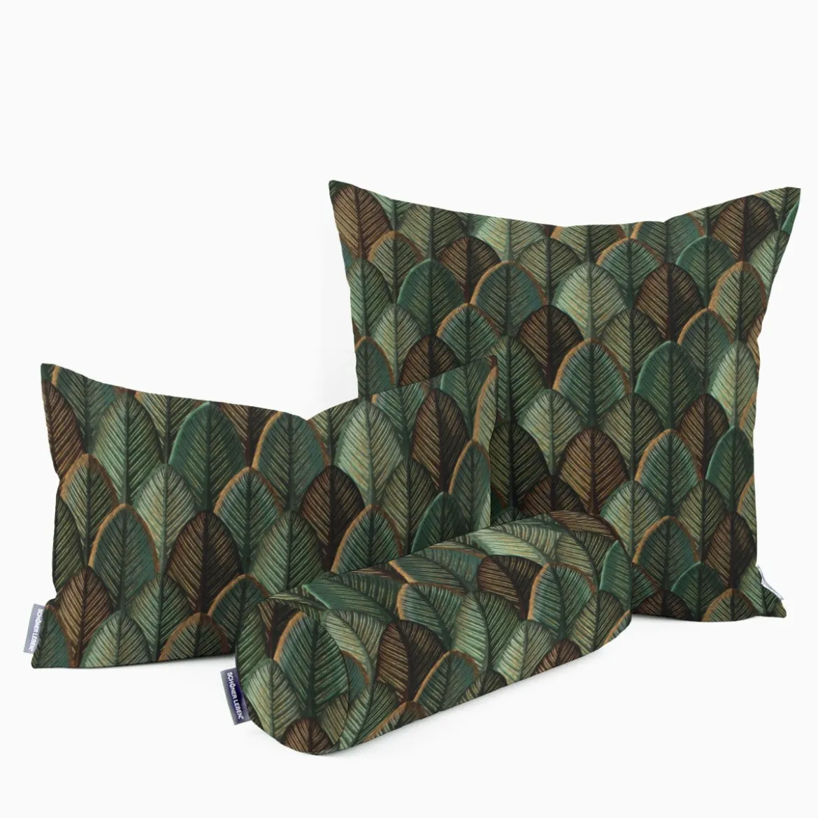 Samtstoff Polsterstoff Deko Velvet Deluxe Scale Leaf Struktur Blätter Schuppen grün braun 1,40m
