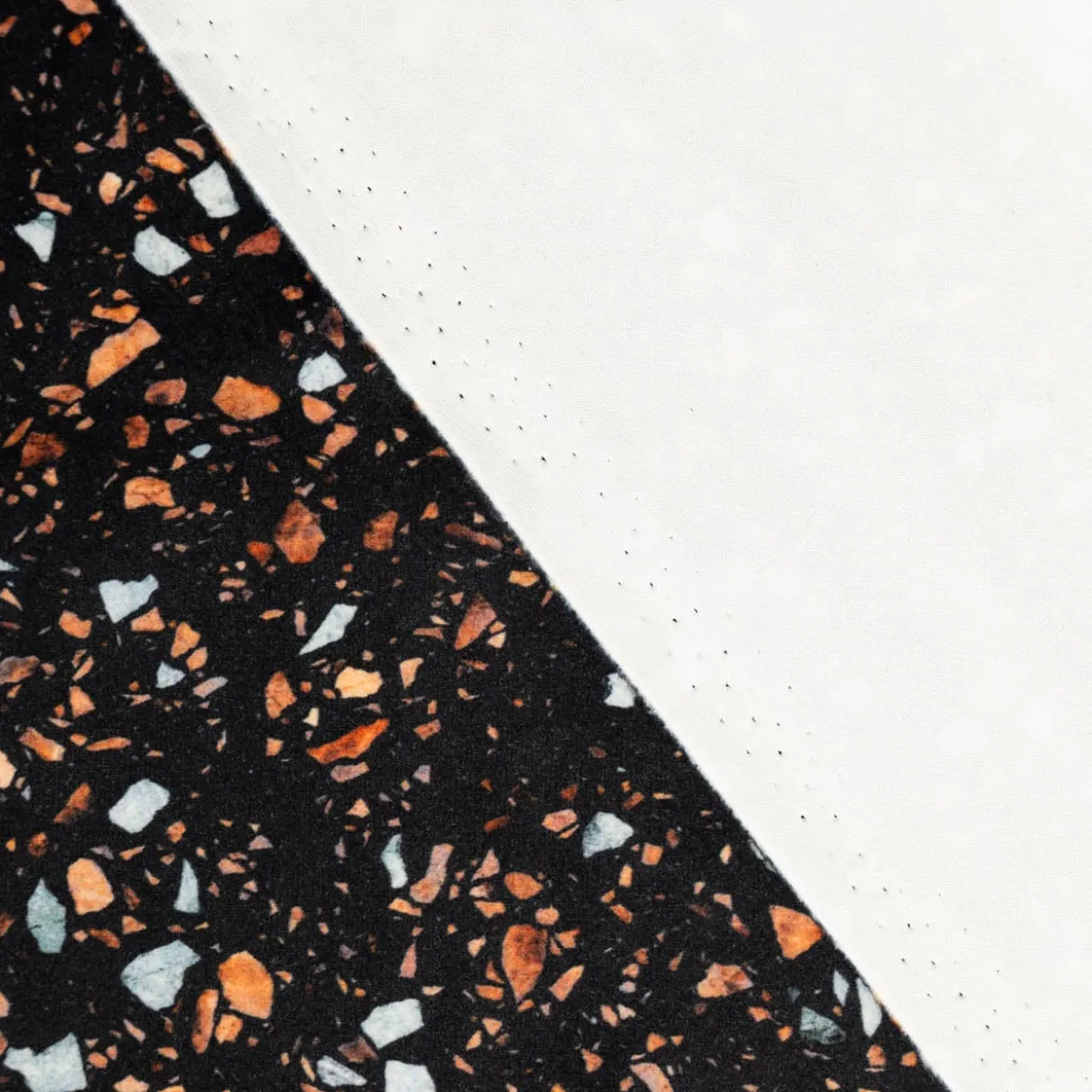 Samtstoff Polsterstoff Dekostoff Velvet Digitaldruck Terrazzo schwarz orange 1,50m