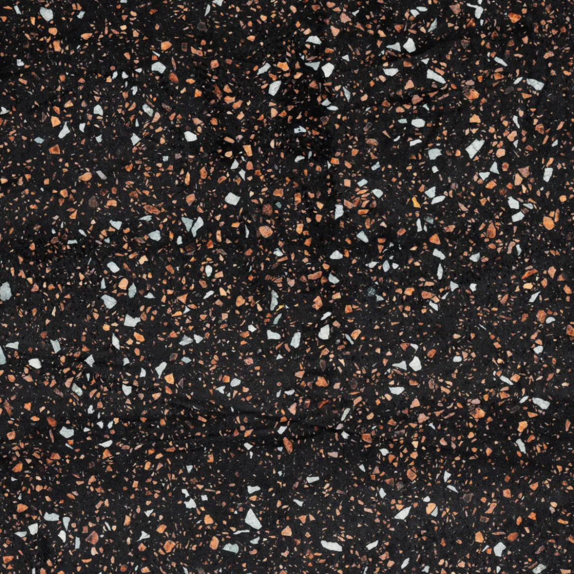 Samtstoff Polsterstoff Dekostoff Velvet Digitaldruck Terrazzo schwarz orange 1,50m