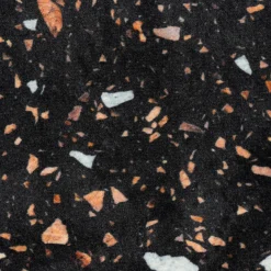 Samtstoff Polsterstoff Dekostoff Velvet Digitaldruck Terrazzo schwarz orange 1,50m