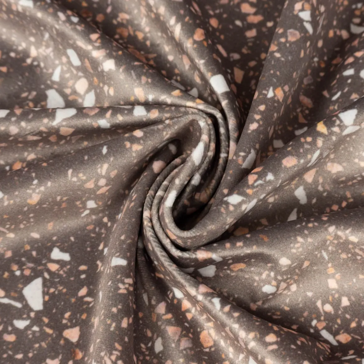 Samtstoff Polsterstoff Dekostoff Velvet Digitaldruck Terrazzo taupe rosa 1,50m