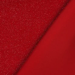 Samtstoff Stretchsamt Glitzer rot silberfarbig 1,5m Breite