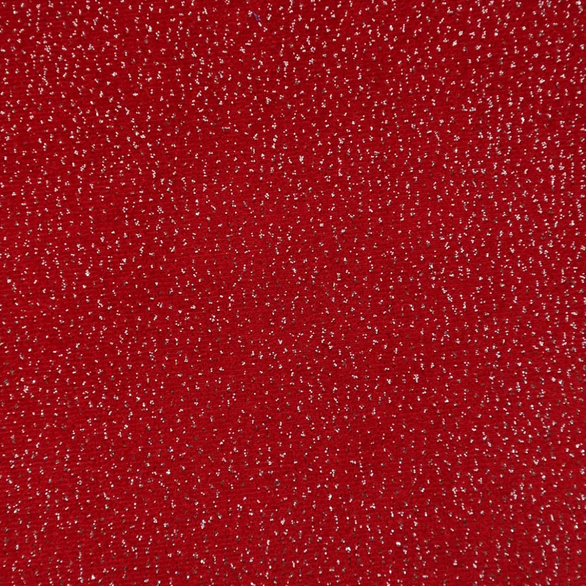 Samtstoff Stretchsamt Glitzer rot silberfarbig 1,5m Breite
