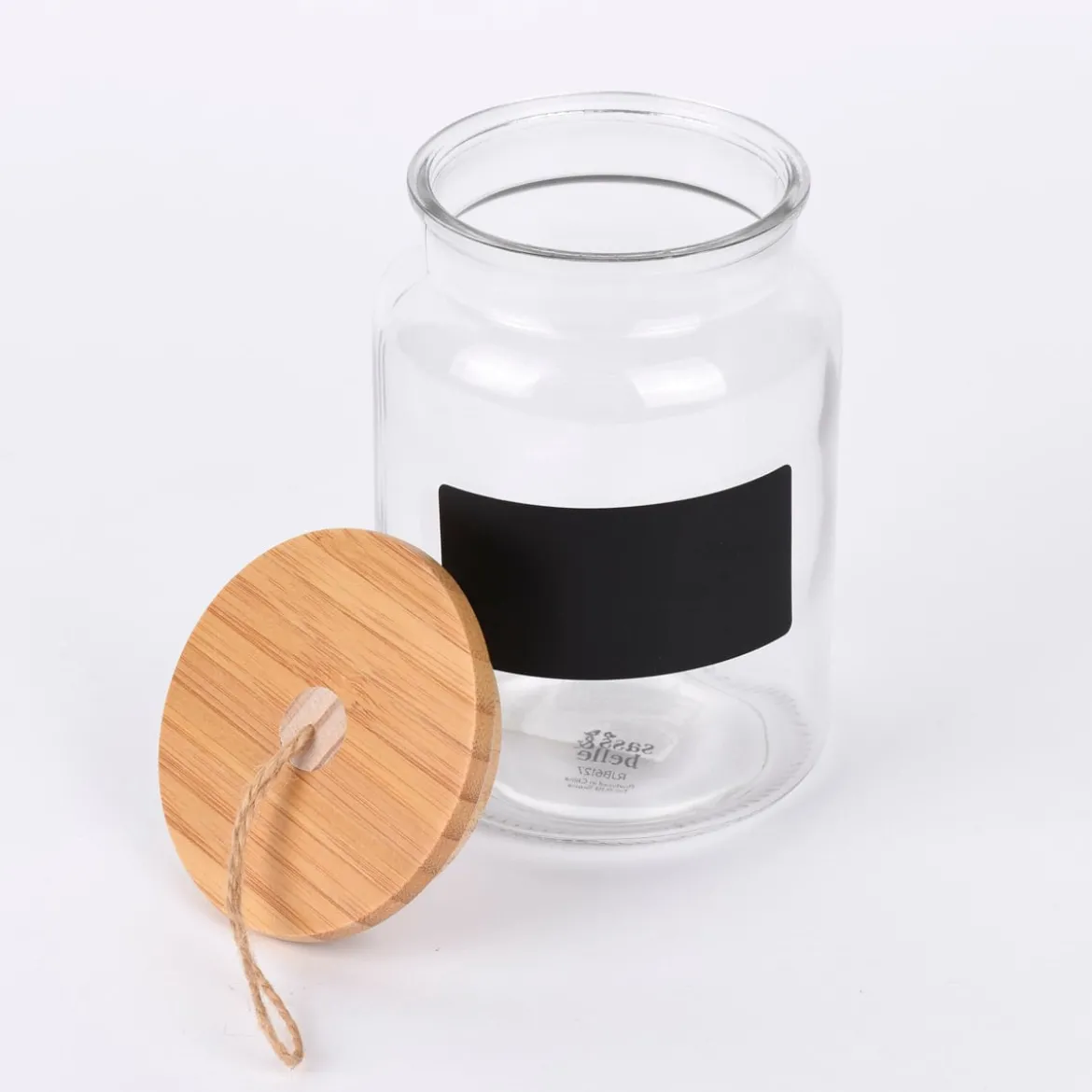Sass & Belle Aufbewahrungsglas mit Bambusdeckel und Beschriftungsschild 10,5x16cm