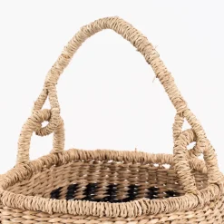 Sass & Belle Aufbewahrungskorb mit Henkel geflochten Streifen Seegras natur schwarz 28x30cm