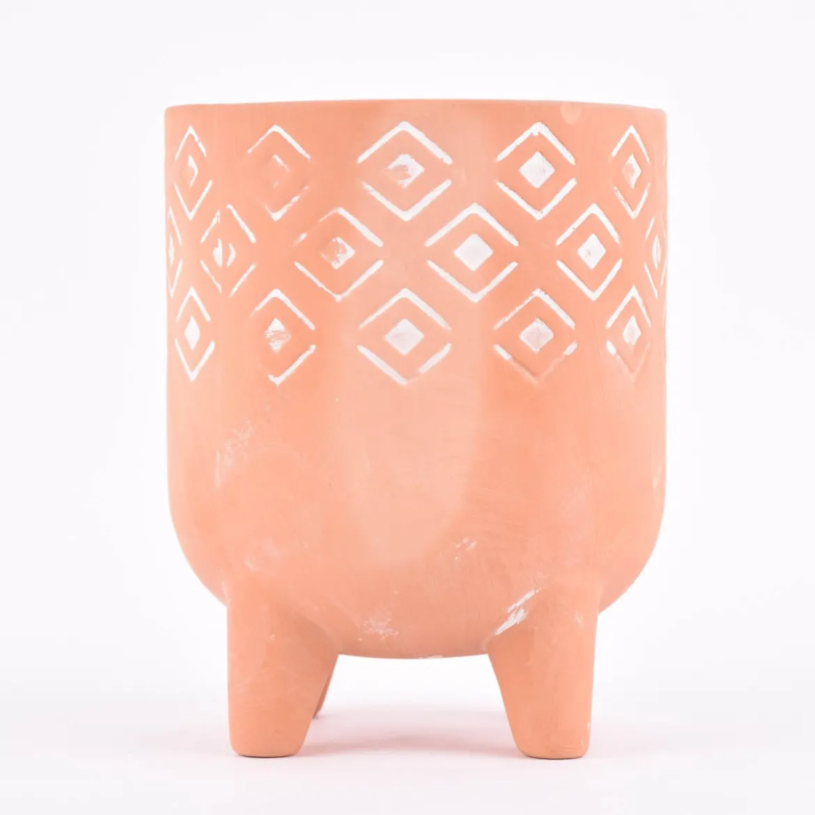 Sass & Belle Übertopf auf Füßen Prägemotiv Terracotta weiß 12,5x16cm