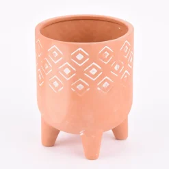 Sass & Belle Übertopf auf Füßen Prägemotiv Terracotta weiß 12,5x16cm