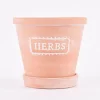 Sass & Belle Übertopf mit Untersetzer Herbs Terracotta weiß 12,5x11,5cm