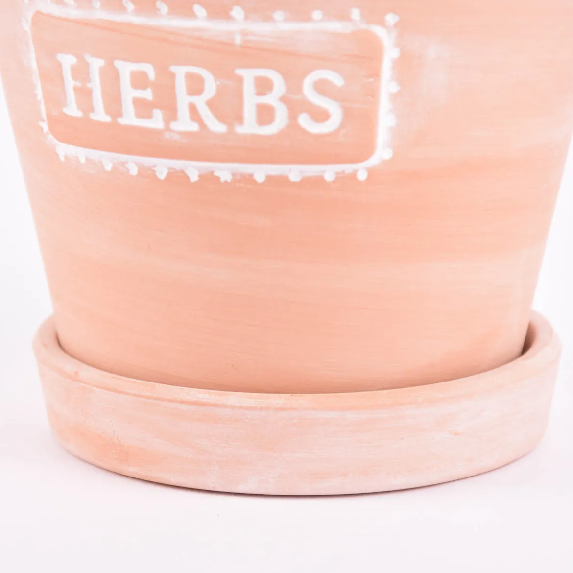 Sass & Belle Übertopf mit Untersetzer Herbs Terracotta weiß 12,5x11,5cm