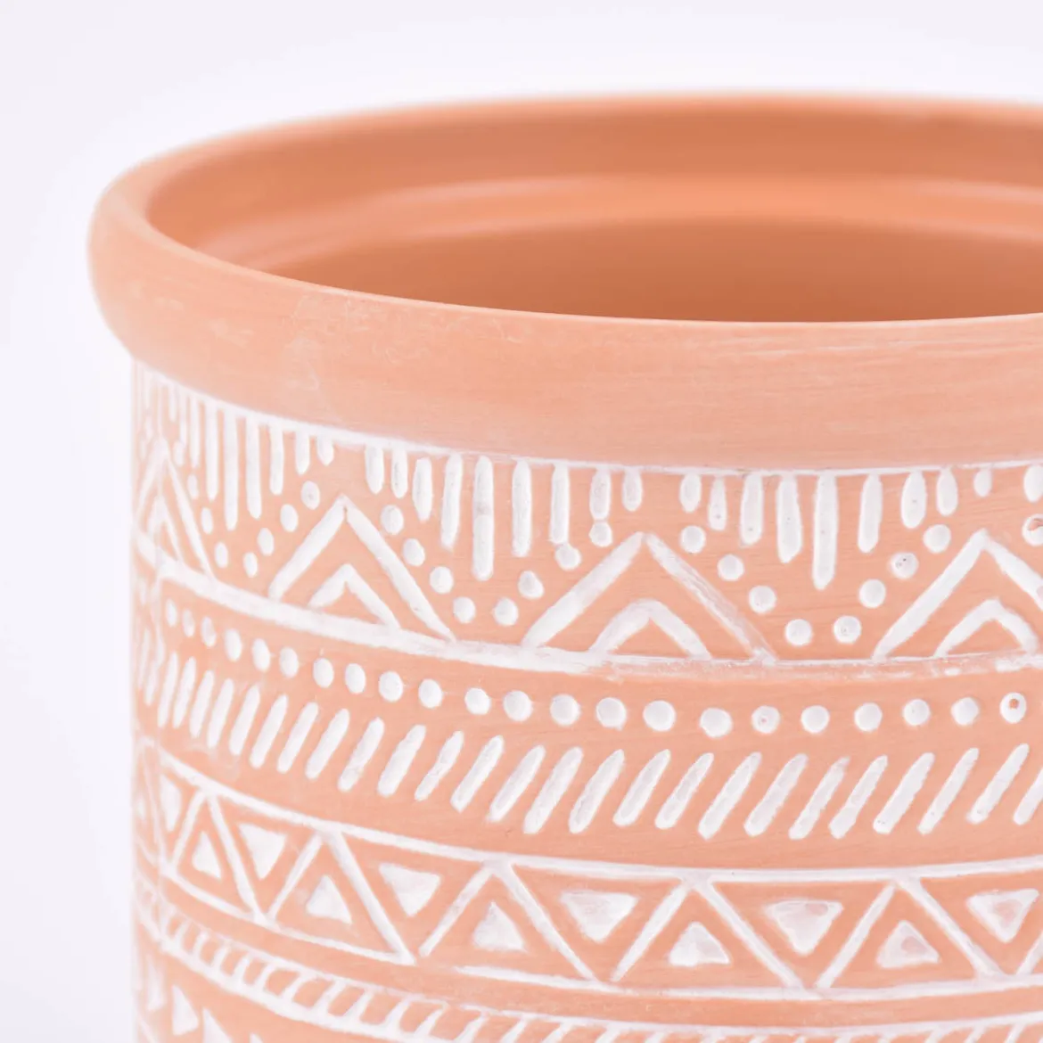 Sass & Belle Übertopf Prägemotiv Terracotta weiß 13,5x13cm