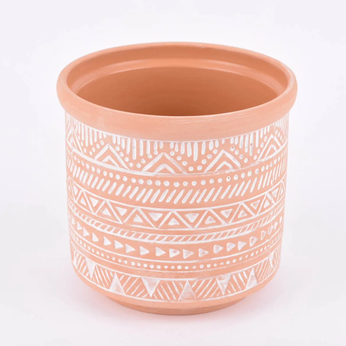 Sass & Belle Übertopf Prägemotiv Terracotta weiß 13,5x13cm
