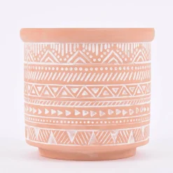 Sass & Belle Übertopf Prägemotiv Terracotta weiß 13,5x13cm