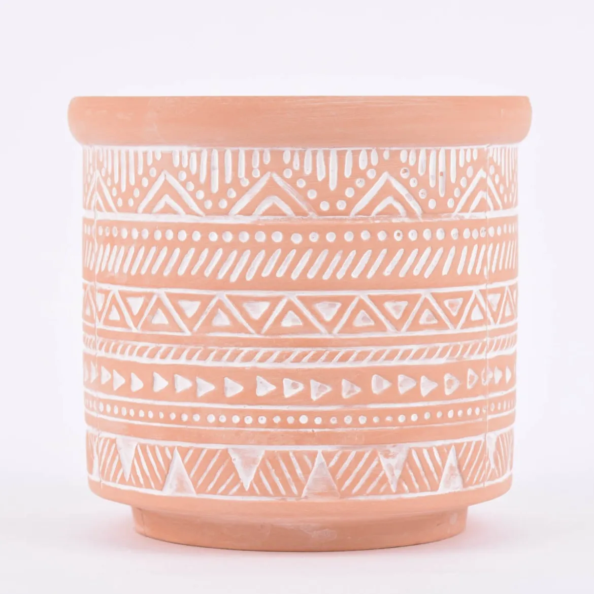 Sass & Belle Übertopf Prägemotiv Terracotta weiß 13,5x13cm