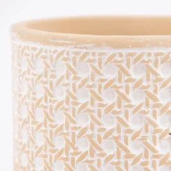 Sass & Belle Übertopf Rattanoptik Beton beige weiß 12,5x12cm