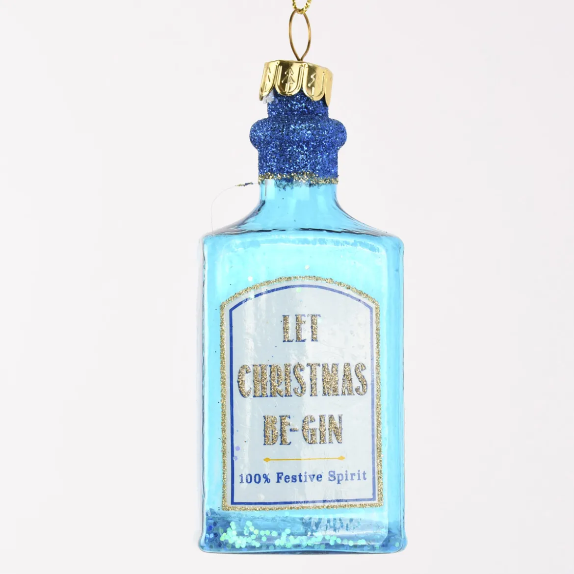 Sass & Belle Dekohänger Christmas Cheer Gin Flasche blau 4,5x10x3cm