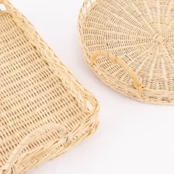Sass & Belle Deko Tablett Rattan mit Griffen natur 40x30x7cm