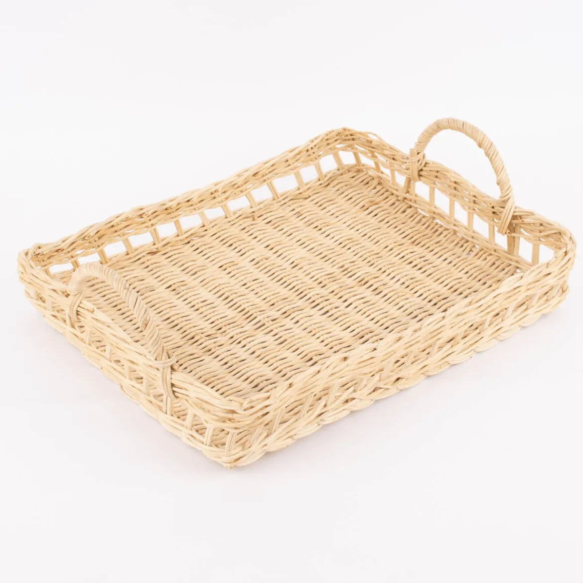 Sass & Belle Deko Tablett Rattan mit Griffen natur 40x30x7cm