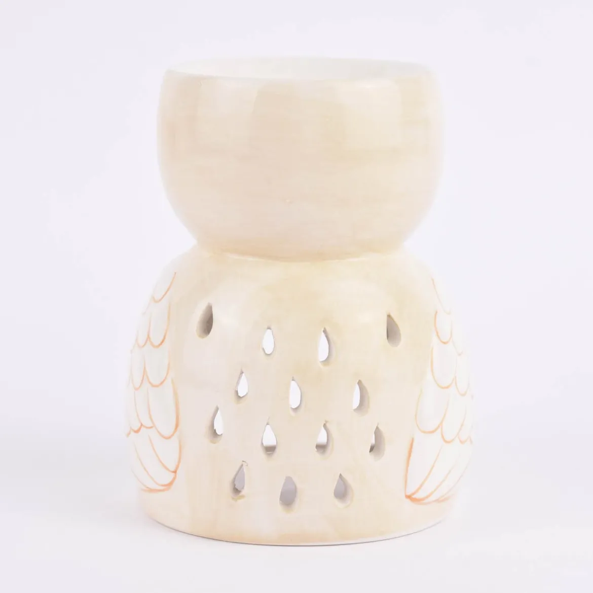 Sass & Belle Duftlampe Eule Olivia Dolomite creme weiß braun 10,5x13,5cm