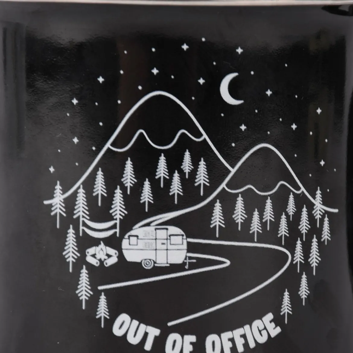 Sass & Belle Emaille Tasse Out of Office schwarz weiß 250ml