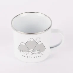 Sass & Belle Emaille Tasse On the Road weiß schwarz 250ml